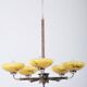 Art Deco Chandelier in Chrome, Beech, Walnut and Glass, Czech, 1920s