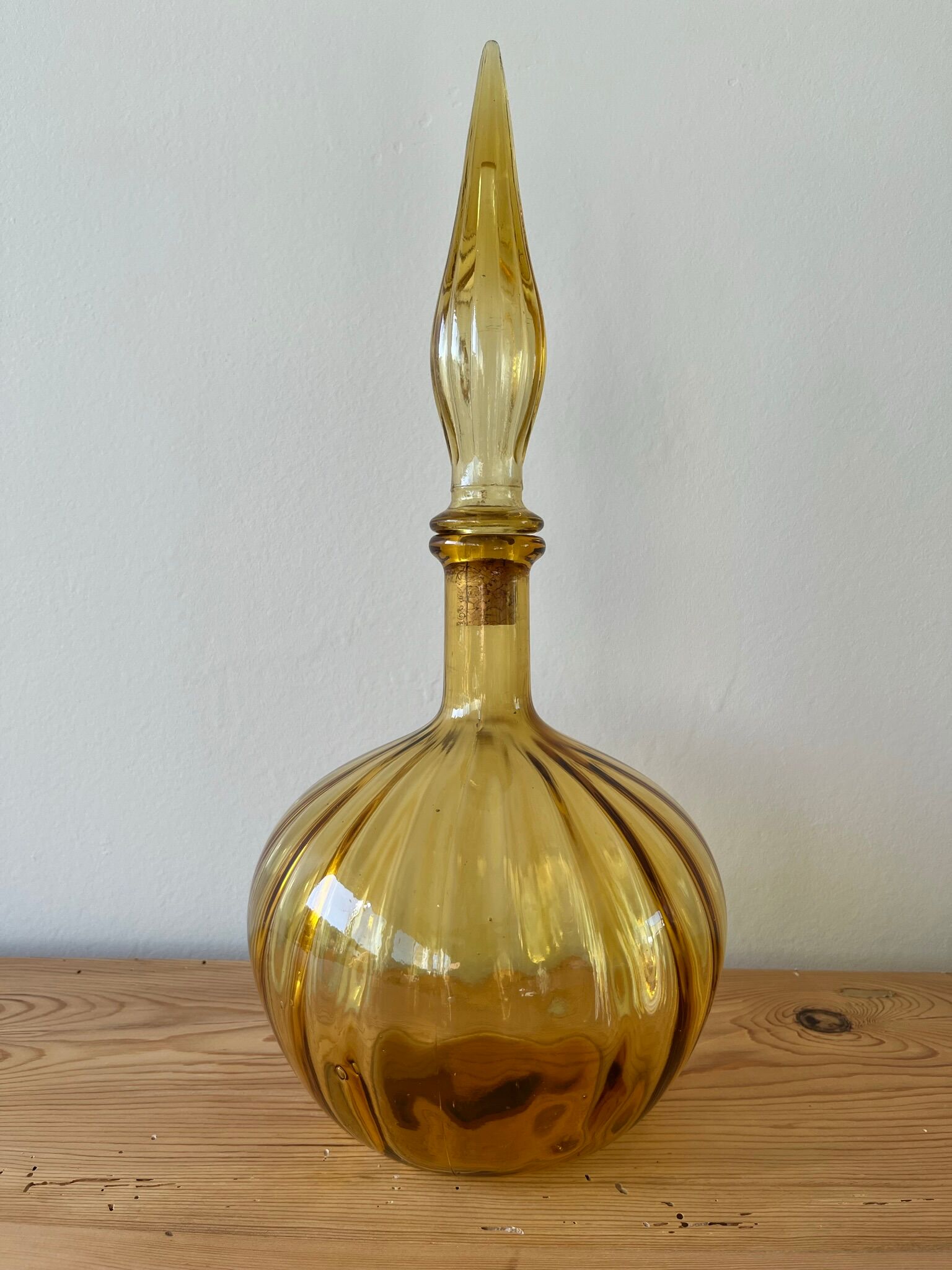 Amber yellow bottle from Empoli, Italy