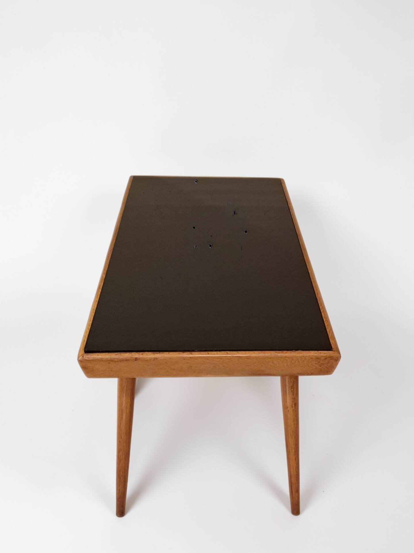 Table basse Tchécoslovaque 1960s, plateau verre noir