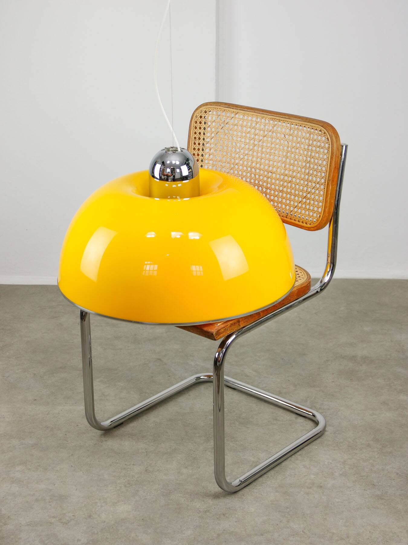 Rare Large Yellow Space-age Pendant from Guzzini, 1970s