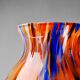 Small antique art deco cobalt orange speckled glass paste vase
