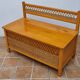 Banc coffre vintage en bois et cannage et rotin tressé, années 60-70