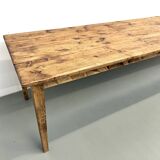 Large XXL farmhouse table in solid pine with 1950s tapered legs.