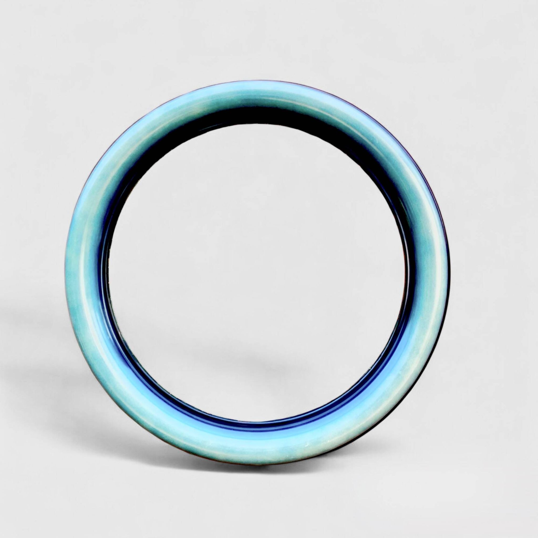 Vintage round wall mirror in blue painted plastic - diameter: 52 cm