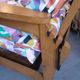 Fauteuil relax vintage en bois – coussins entièrement reconfectionnés
