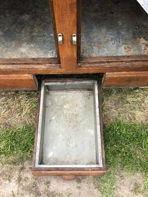 Storage unit, vintage icebox unit, wooden and zinc fridge unit, bar