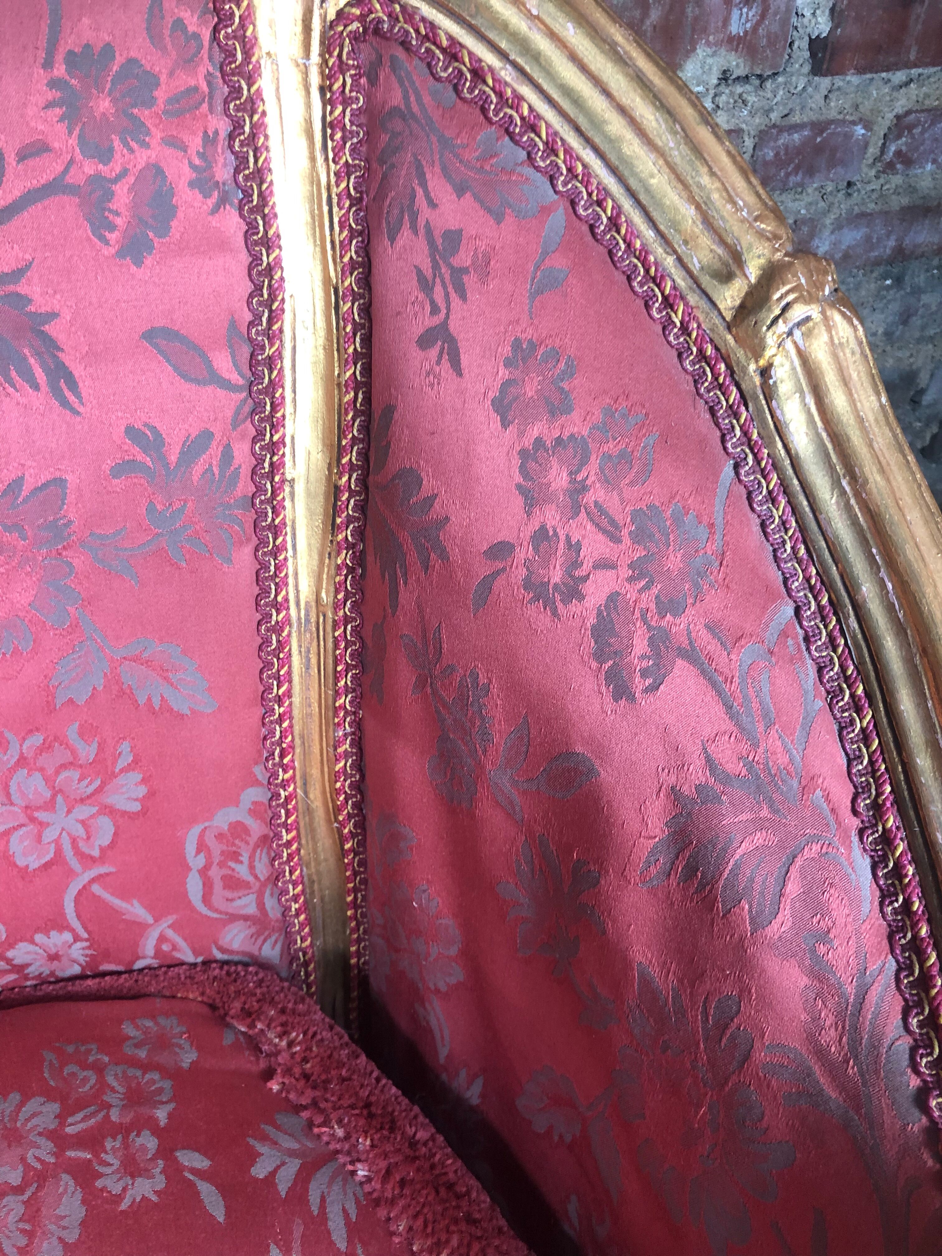 Bench louis XV style in gilded wood carved and upholstered