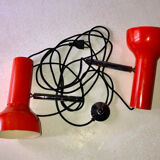 Lampadaire original deux spots orange 1970