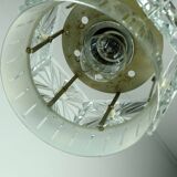 Vintage crystal glass and metal pendant light with 6 glass prisms from the 1960s, 2 available