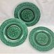 3 dessert plates XIX Sarreguemines Majolica shaded enamel Rubelles