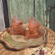 Vintage vereco pink cups France six-serve