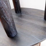 Pair of 3-legged side tables - in the style of Pierre Chapo