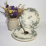 Soup plate of the earthenware factory of Salins model Cyclamen, iron earth