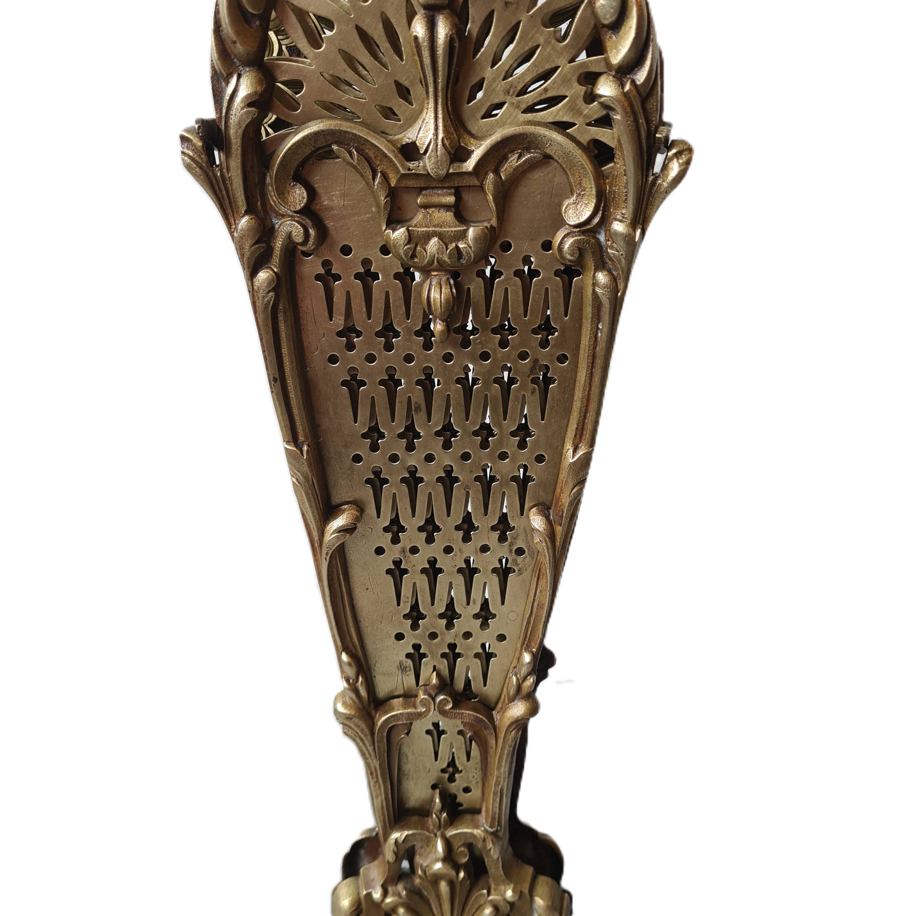 Classic French Brass/Bronze Peacock Fire Screen, Late 19th Century