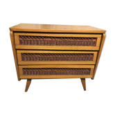 Commode vintage osier tressé