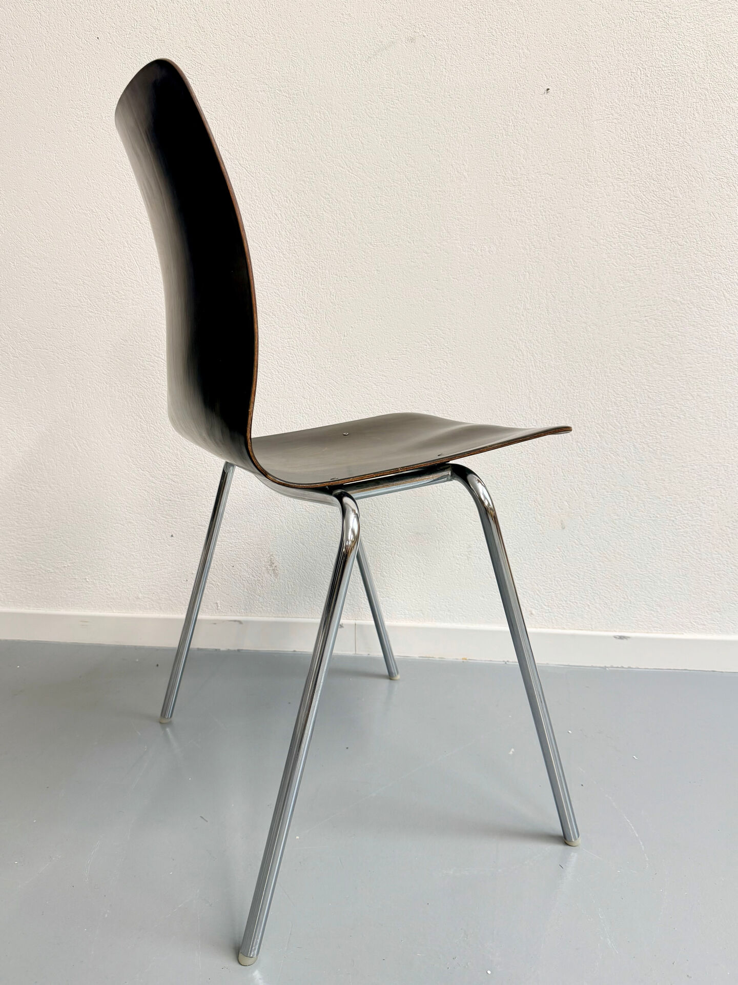 Set of 6 wooden and chrome chairs, Pagholz design from the 80s, vintage Pagwood.