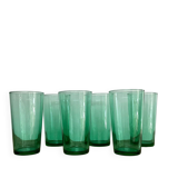 6 vintage emerald green glasses