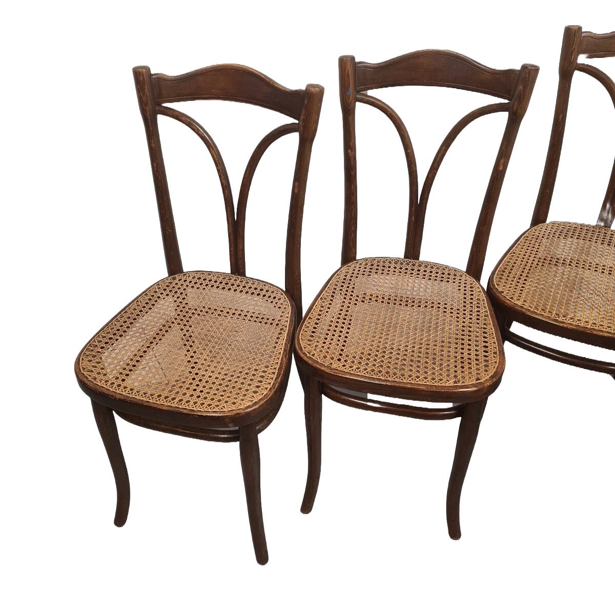 Thonet Dining Room Chairs With Webbing model 107 set of 6, early 1900s