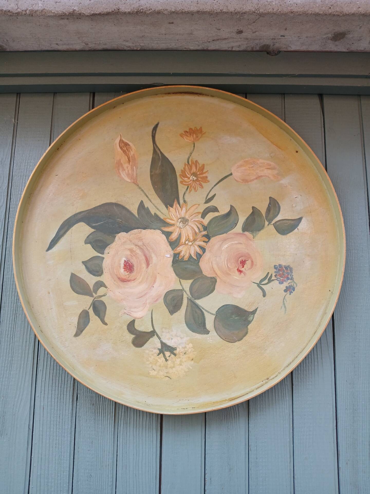 Large ancient wooden platter