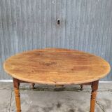 Rustic Burgundian farm table with old round shutters - 1m50