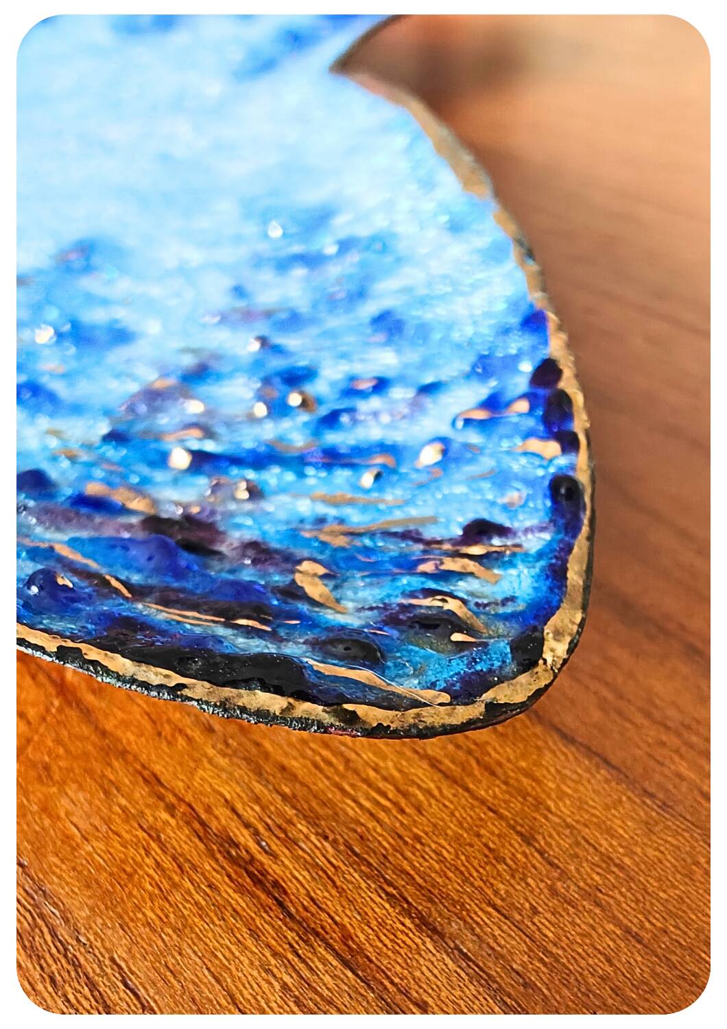 Vide-poche en émail sur cuivre, signé Emaux 4 Limoges, années 60