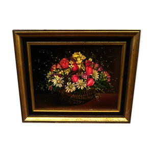 Peinture au panier de fleurs