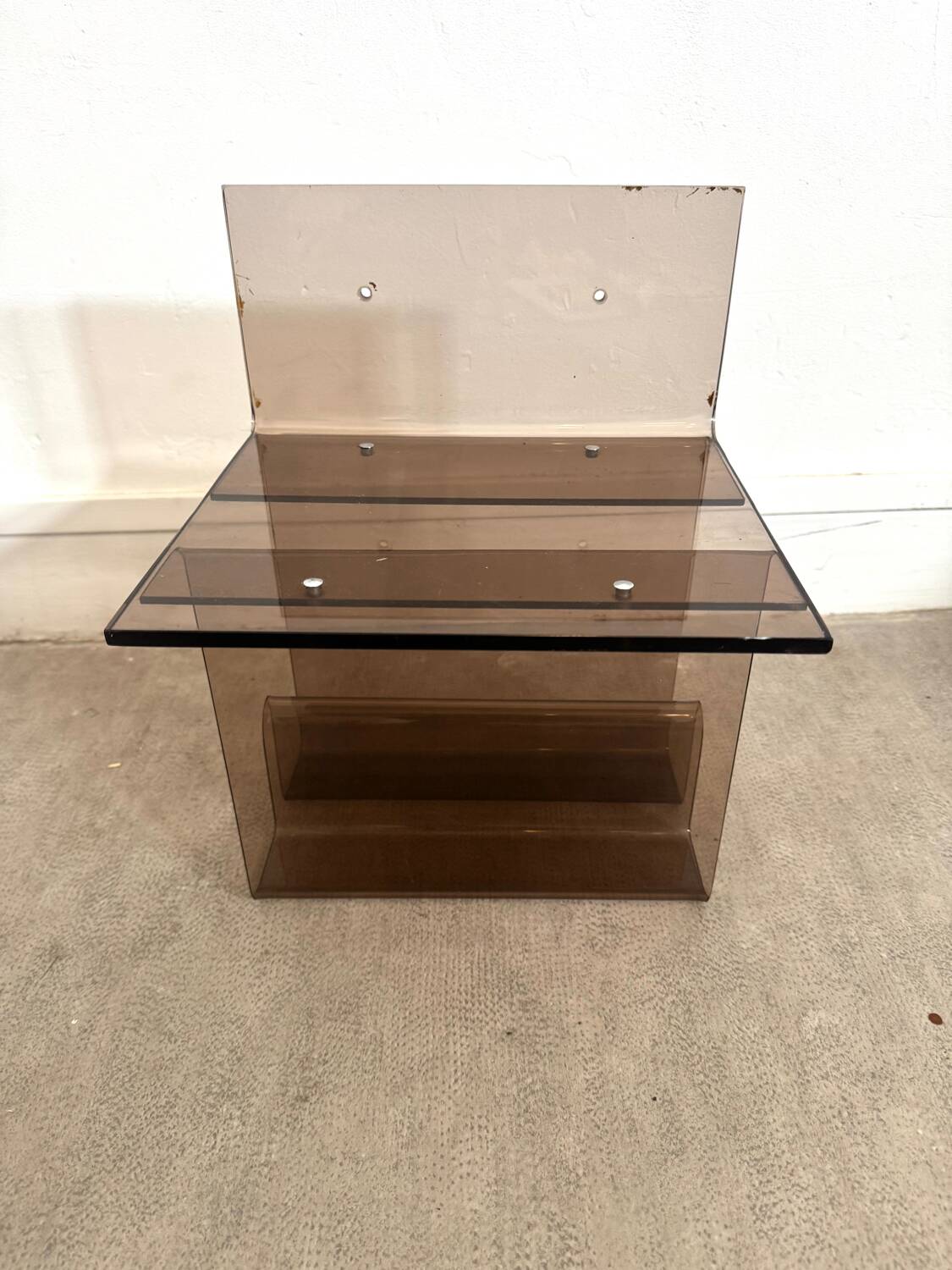 Side table - smoked Plexiglas bedside table Michel Dumas