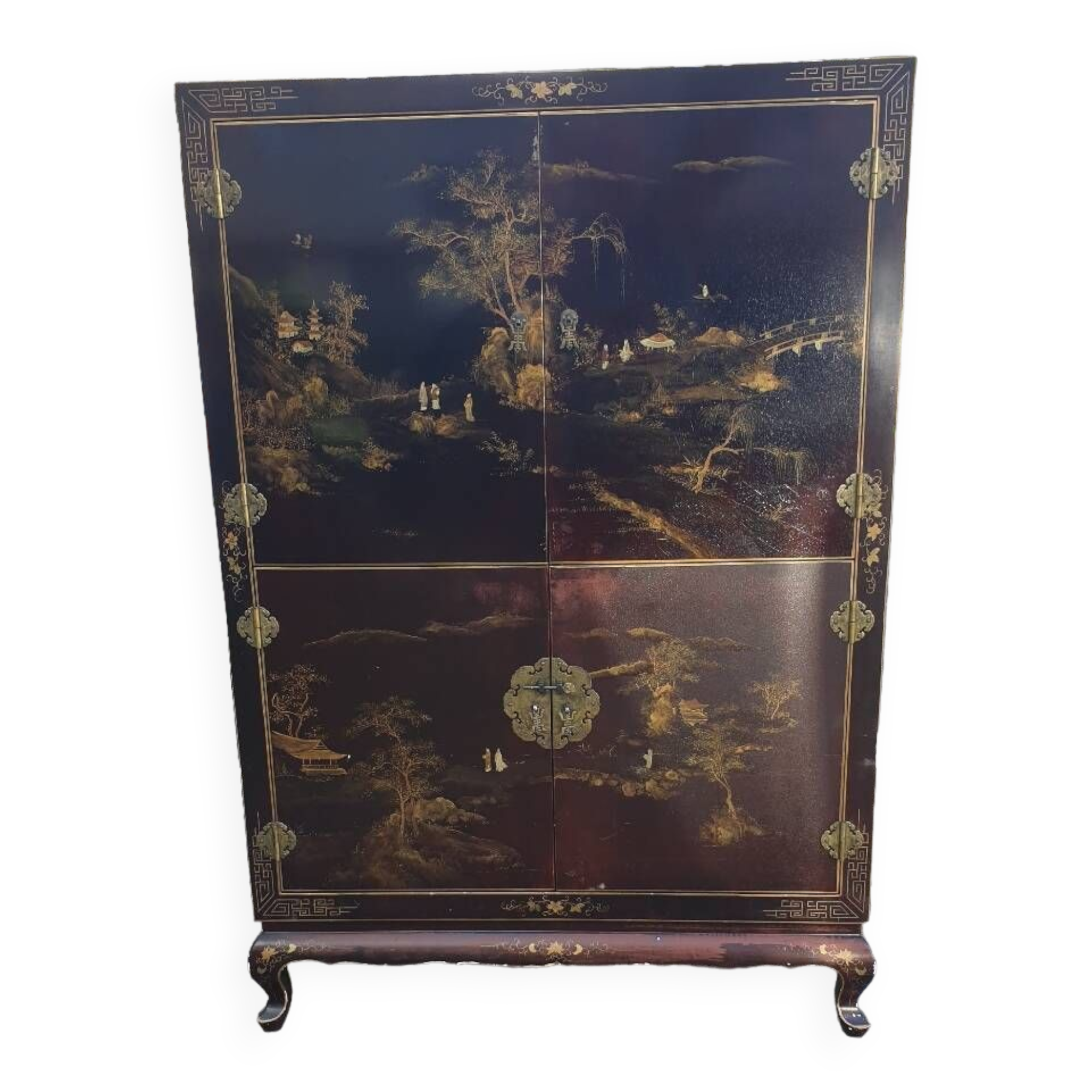 Chinese lacquer TV cabinet from the seventies
