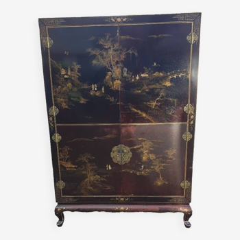 Cabinet meuble tv laque chinoise seventies