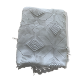 Plaid, crochet bed cover in old white cotton