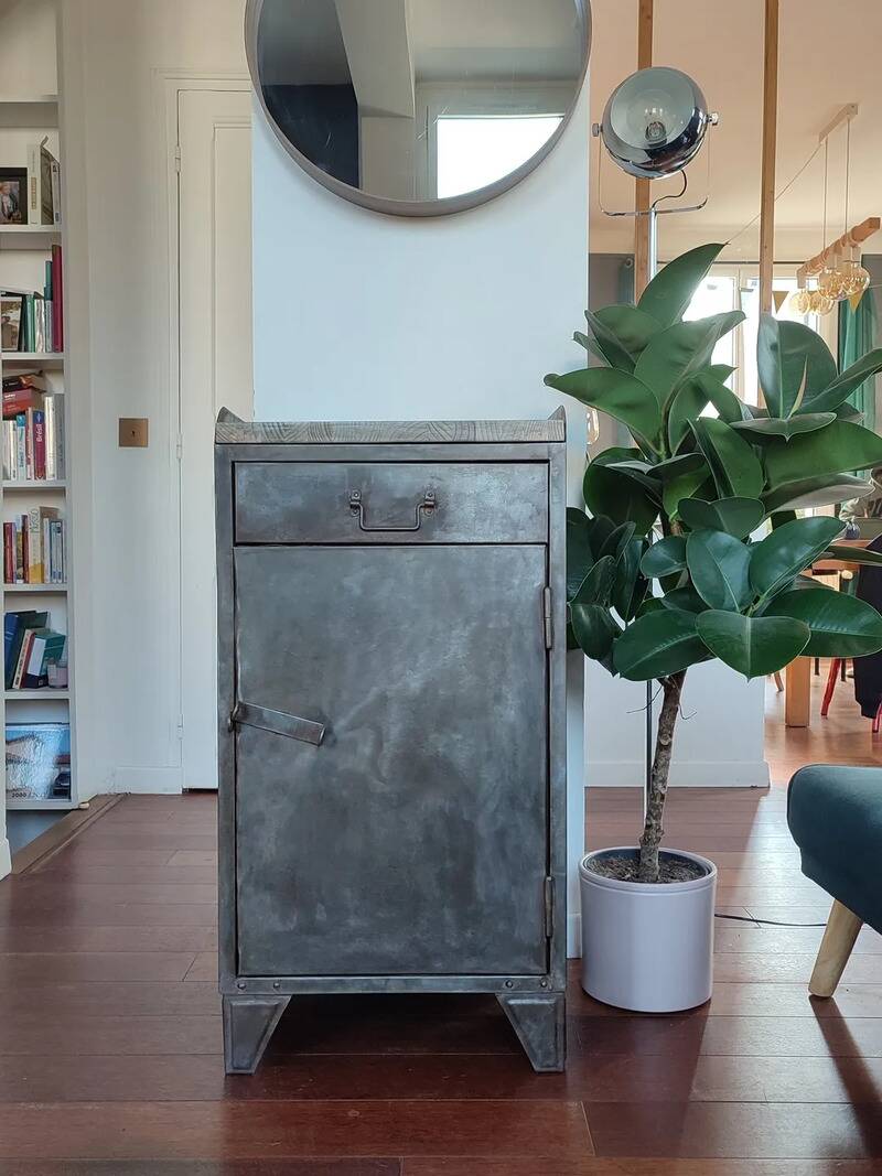 Vintage industrial furniture, metal and wood