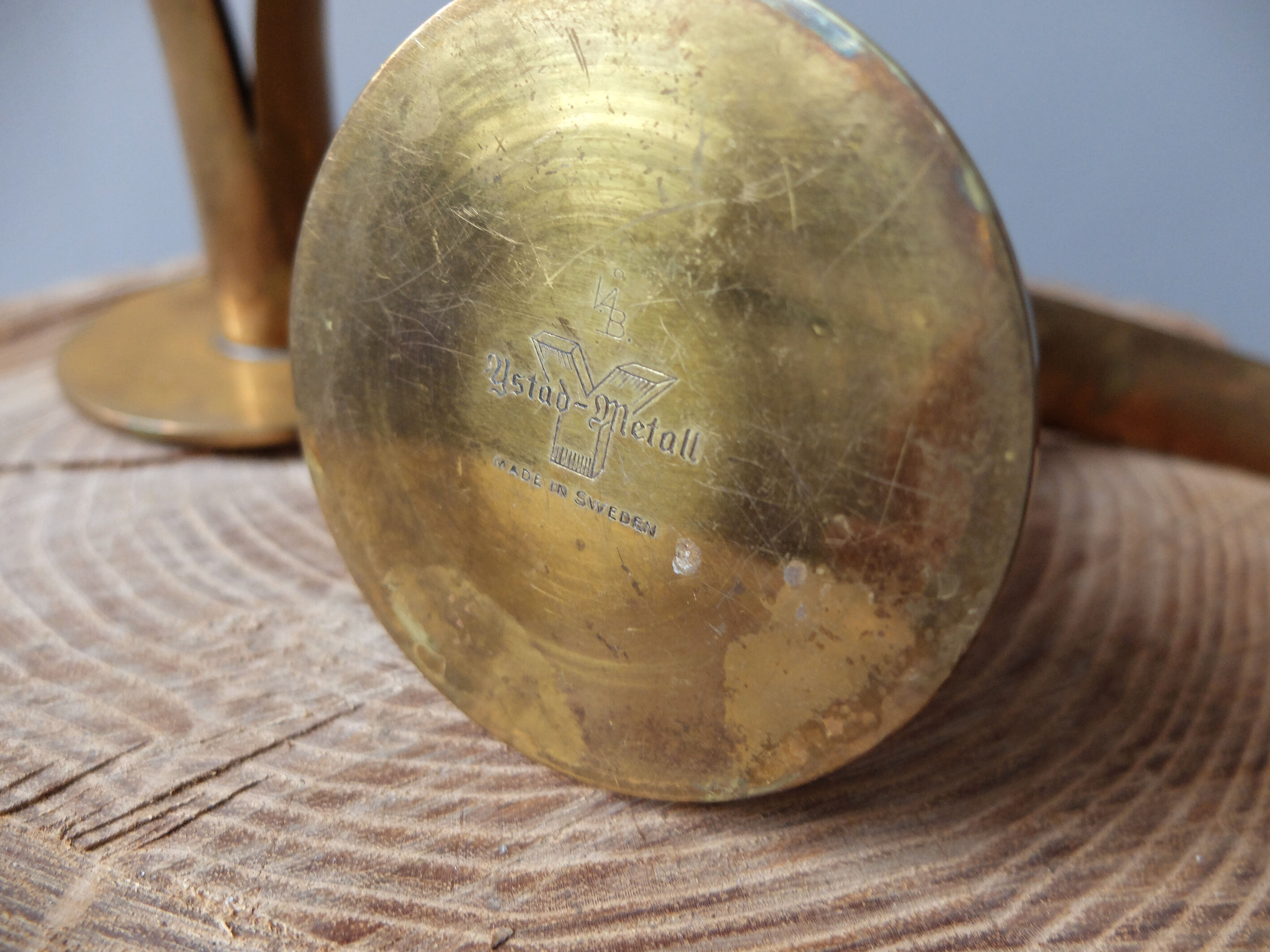 Pair of candlesticks LILY Ystad Metall Sweden brass Ivar Alenius Björk