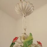Romantic Vintage Italian Metal 3 Light Cage Chandelier Circa 1930s/40s