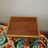 Rattan and bamboo vintage 1960, double trap side table