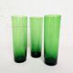 Trio de grands verres long drink en verre bullé vert