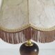 Vintage French Country Style Lamp Turned Wood Base & Hide Skin Shade