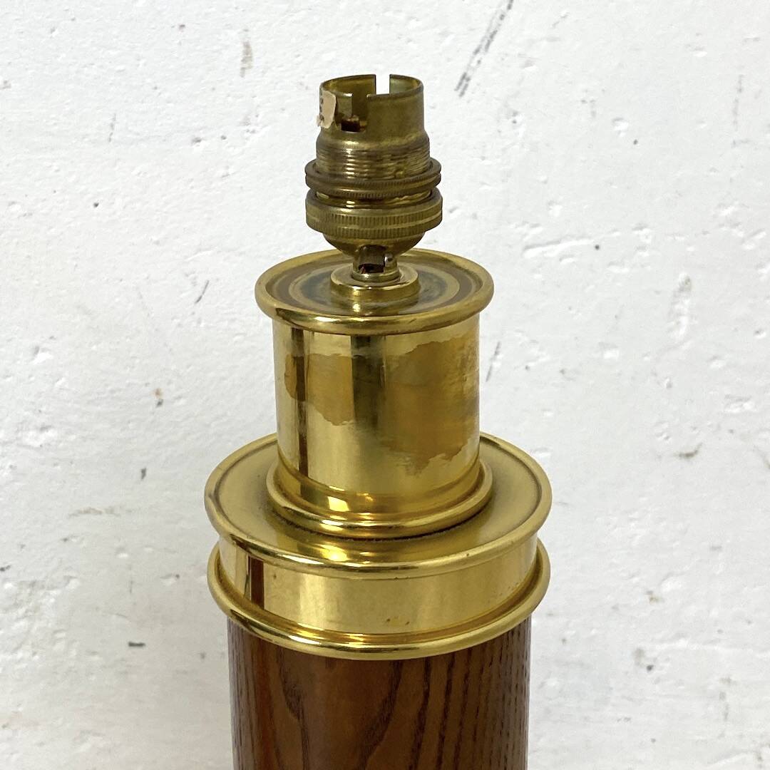 Pair of vintage 1960s lamp bases in wood and brass