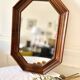 Miroir octogonal en bois foncé vintage