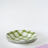 Set of 4 Moulin des Loups soup plates, Scottish model, green tiles, 1950