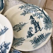 Lot de 5 assiettes plates Terre de Fer modèle "Garde-Champêtre" fin XIXème