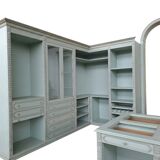 Cabina Armadio Aperta Classica in Tonalità Celeste/Grigio Perla con Isola C