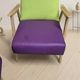 Pair of restored vintage armchairs, green and purple upholstery