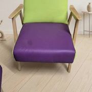 Pair of restored vintage armchairs, green and purple upholstery
