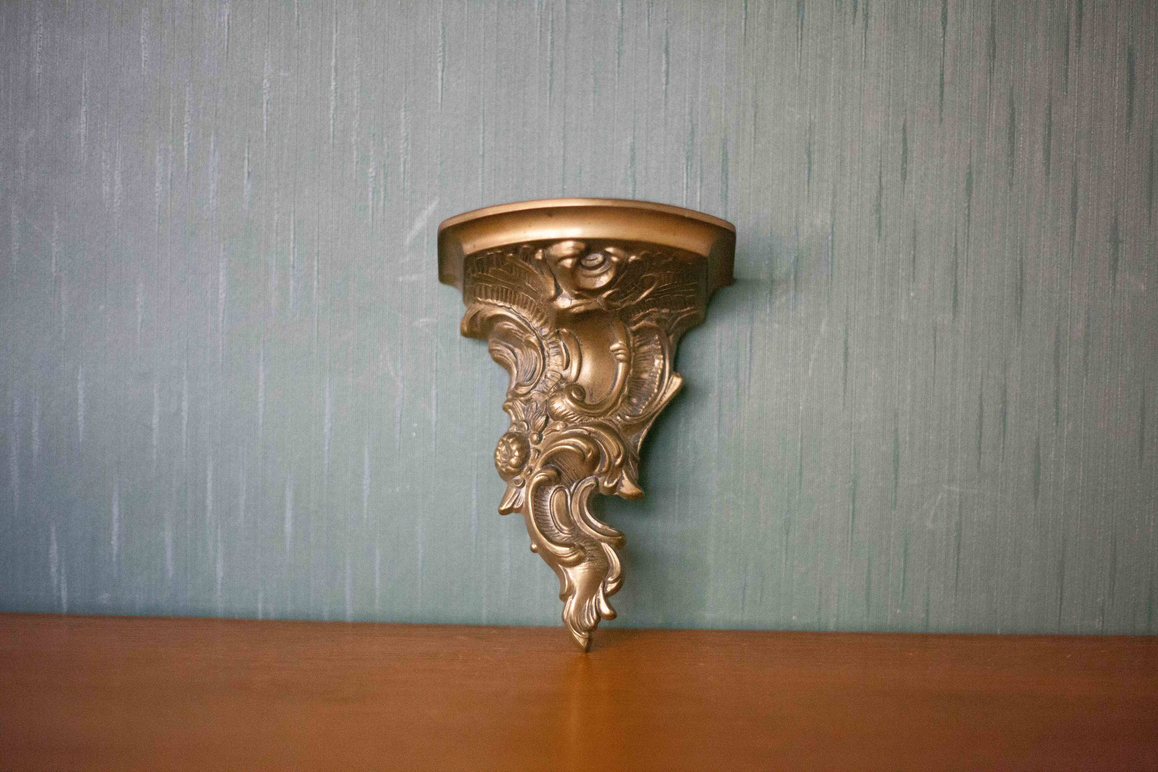 Rococo bronze wall console, small wall shelf, wall light, interior decoration