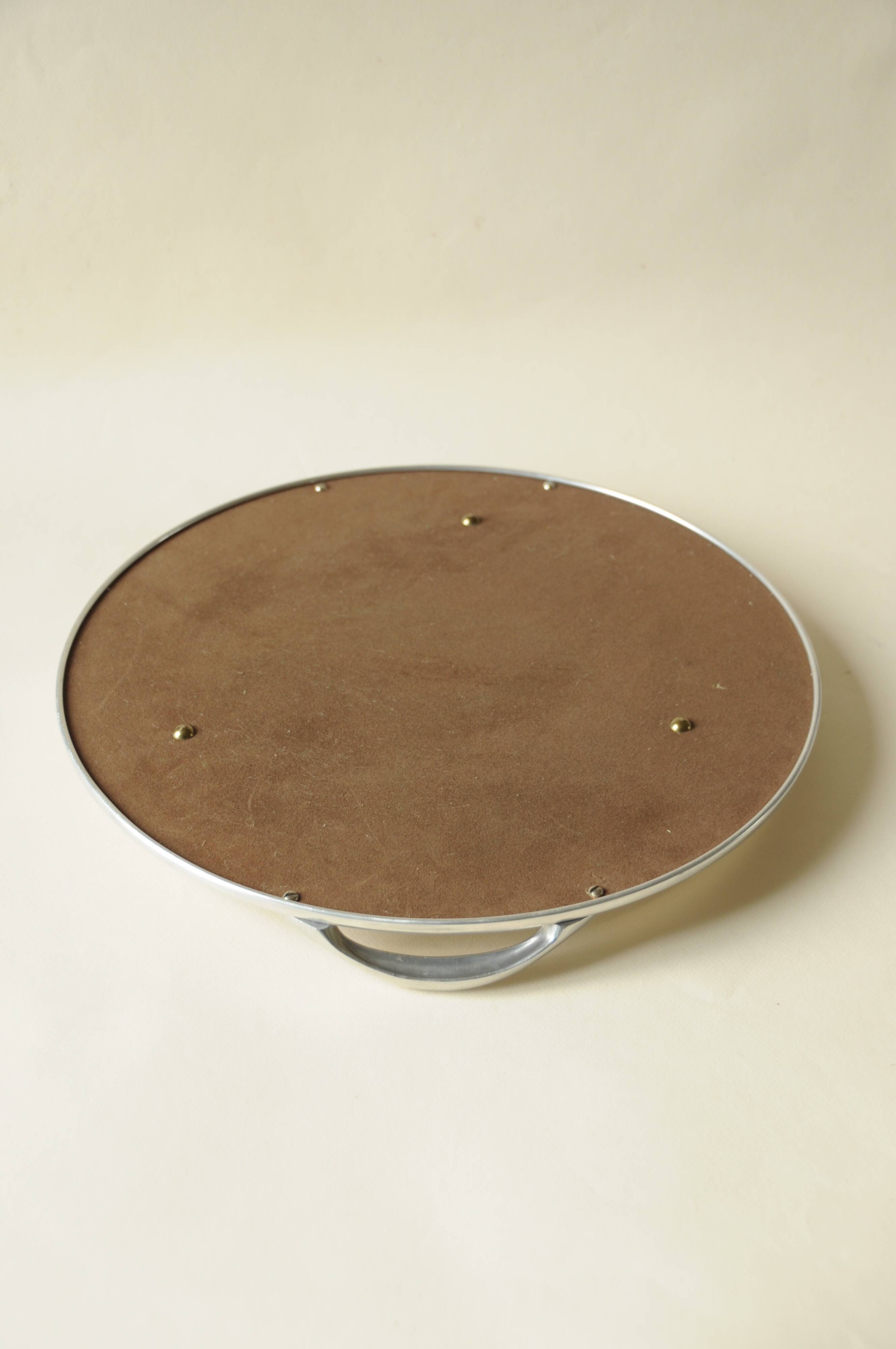 Art Deco Vintage Round Mirror Tray in Metal