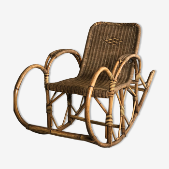 Rocking chair in rattan and wicker very 1900s