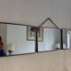 Vintage 1950s triptych barber mirror in duck blue - 22 x 86 cm