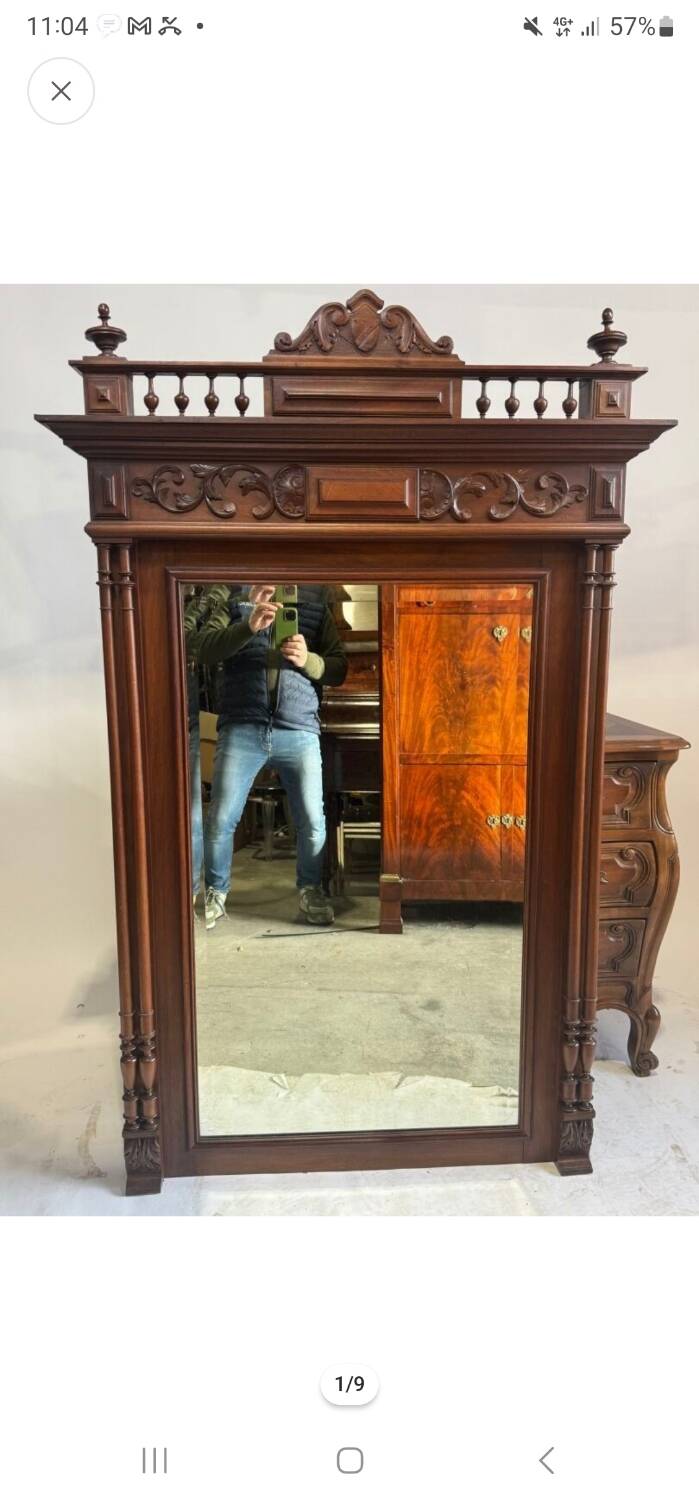Wooden mirror in Neo-Henri II style, 20th century.
