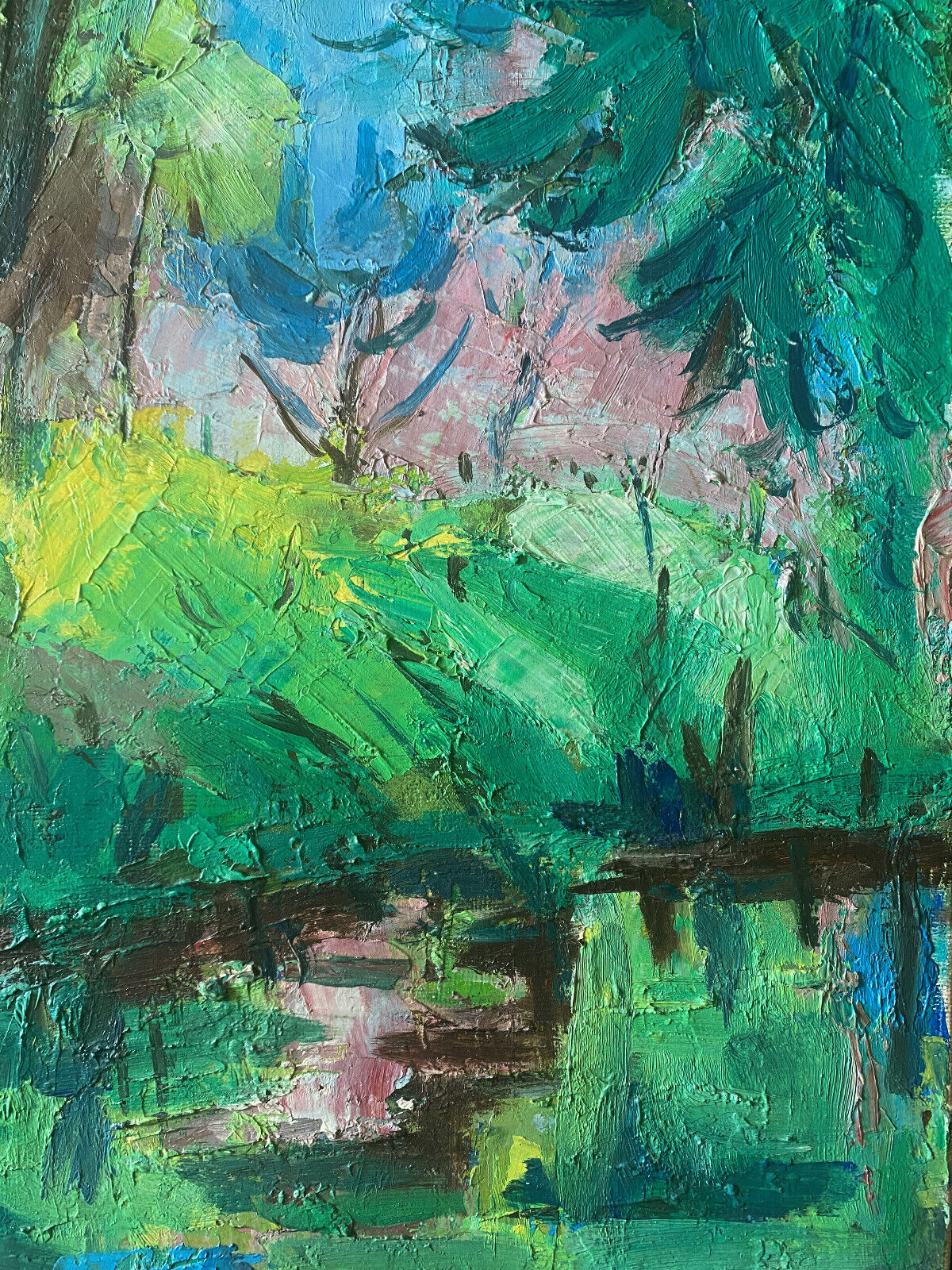 Table "Reflections in water" HST from 1942 by Marcelle GUETTA-FATTAL (1922-2009)