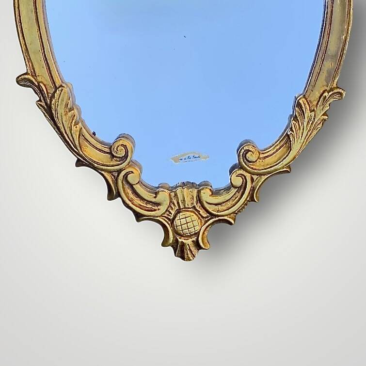 Antique mirror in carved wood with gilded leaf – Louis XV style – H59 cm
